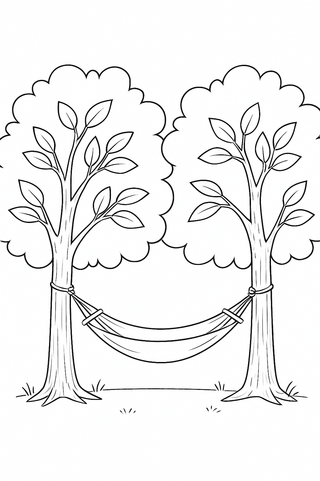 Alberi con amaca da colorare