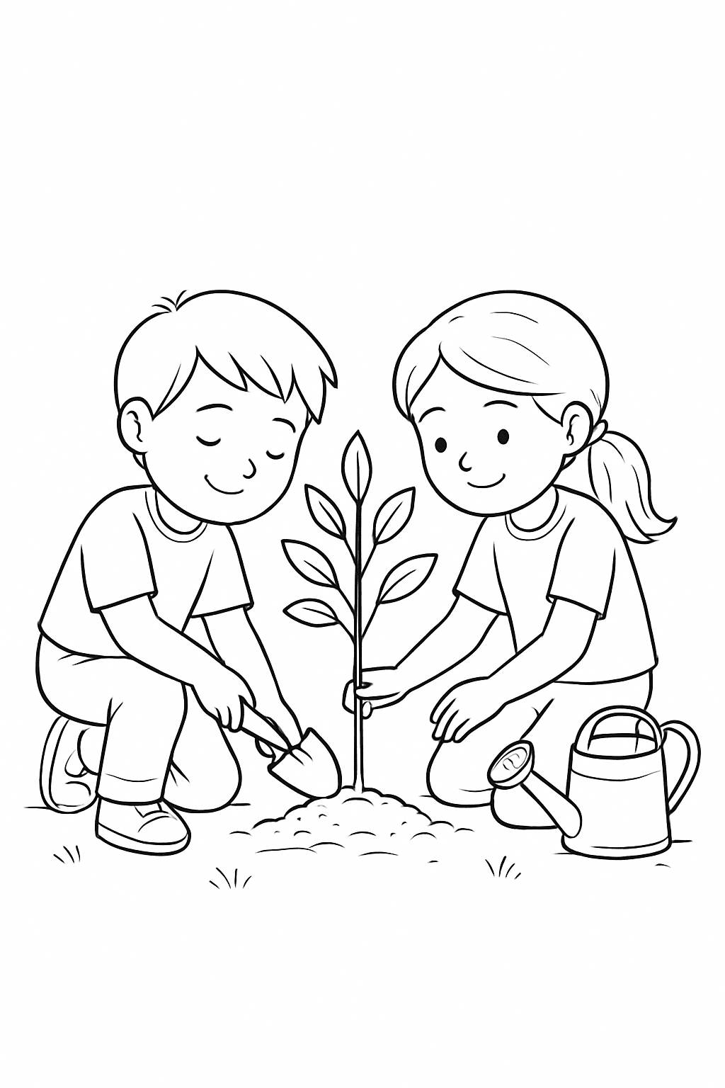 Alberi piantati da bambini da colorare
