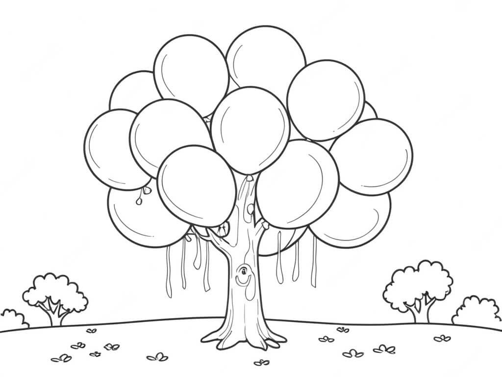 Albero con palloncini da colorare