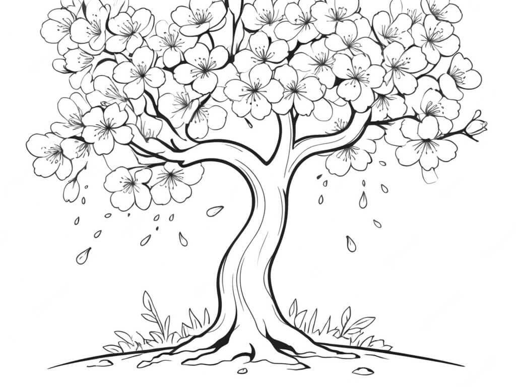 Albero con petali da colorare