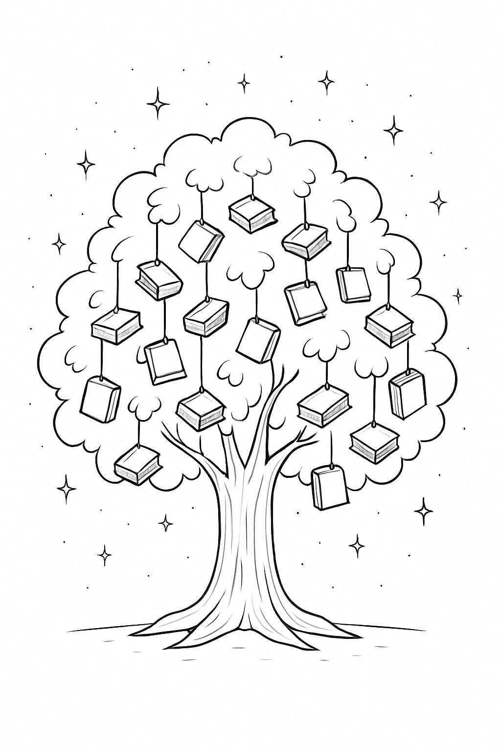 Albero di libri da colorare