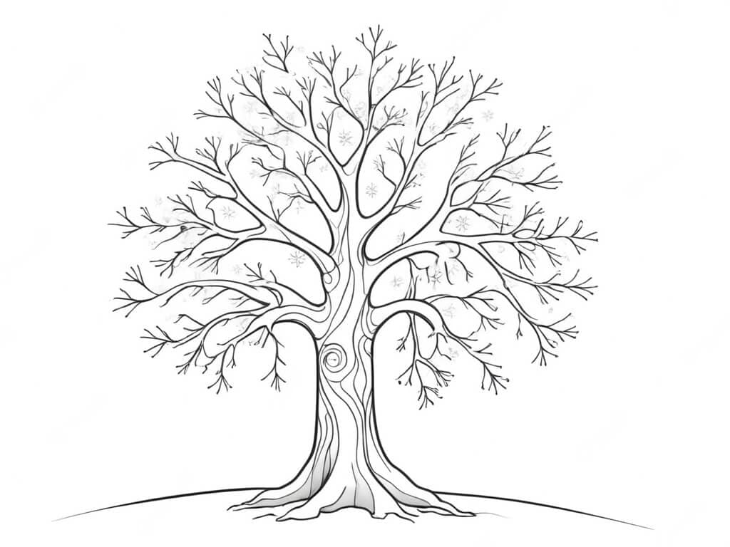 Albero in inverno da colorare