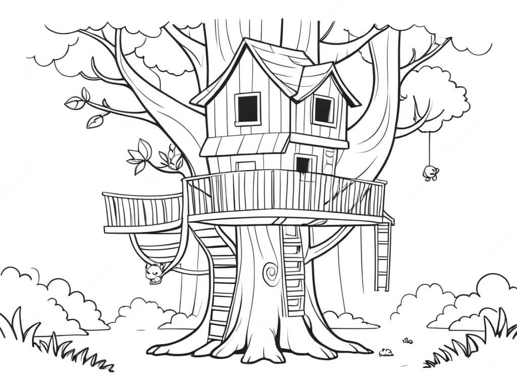 Casa sull'albero fantastica da colorare