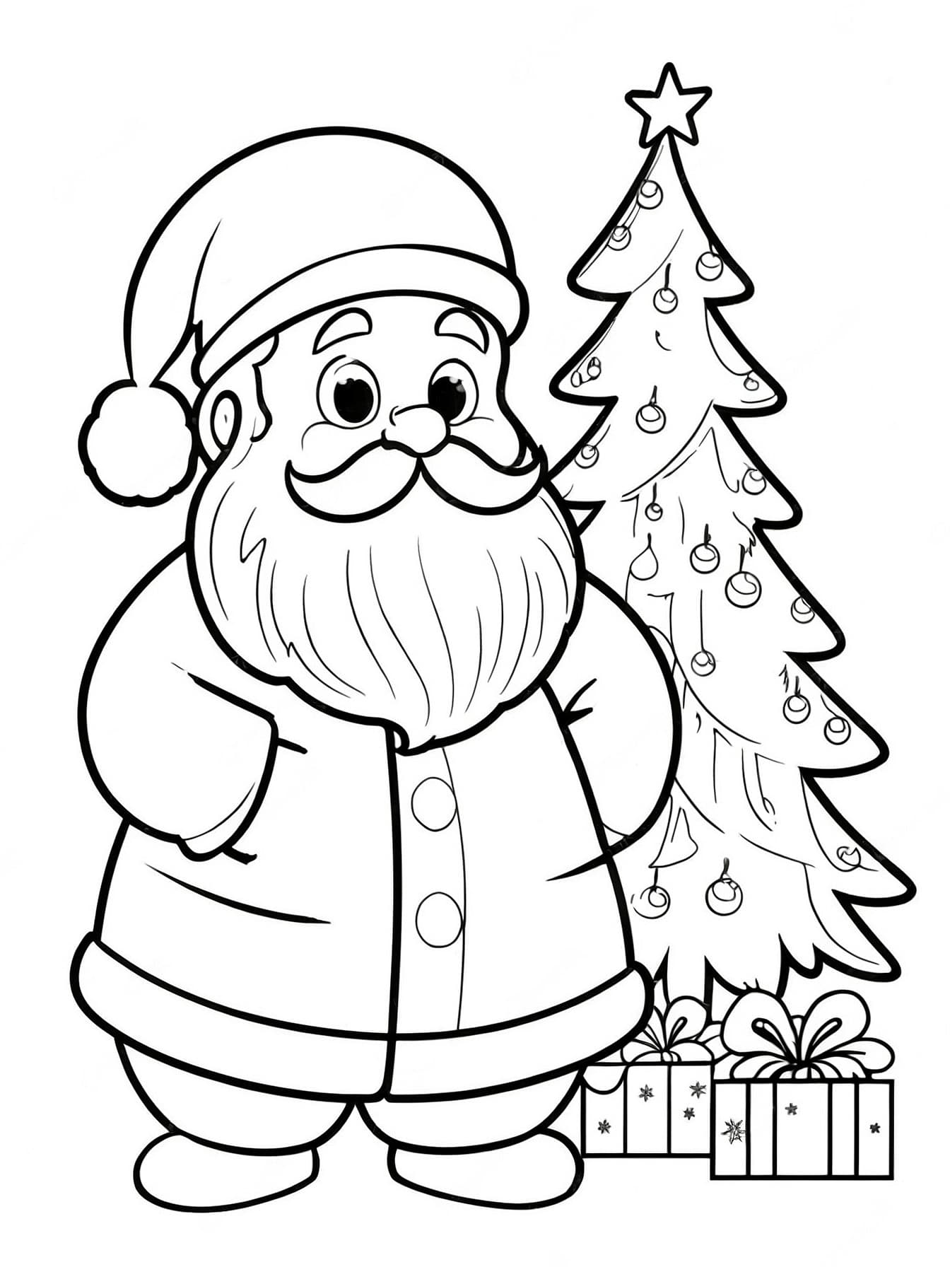 Albero di Natale con Babbo Natale da colorare 6