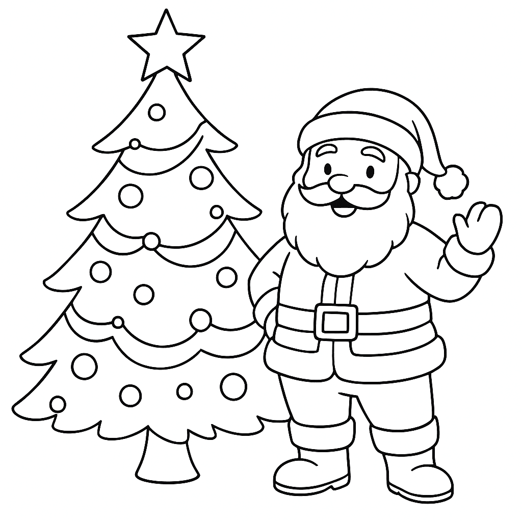 Albero di Natale e Babbo Natale da colorare