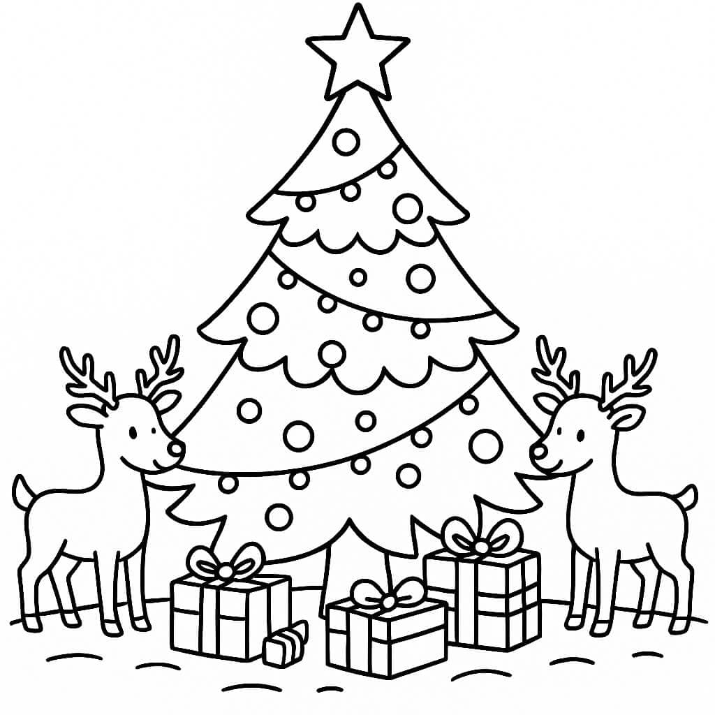Albero di Natale e renne da colorare