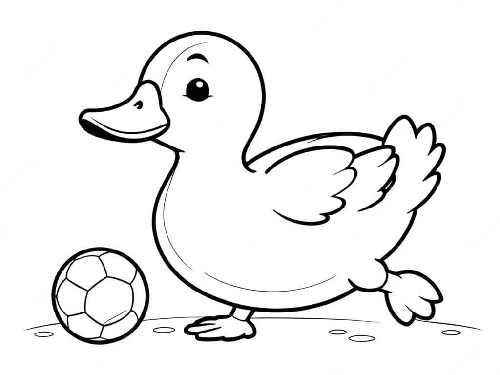 Anatra che gioca a calcio da colorare