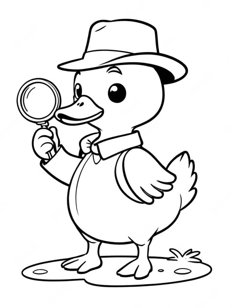 Anatra detective da colorare