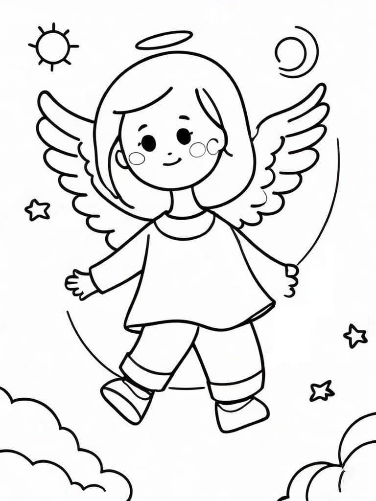 Angelo nel cielo da colorare