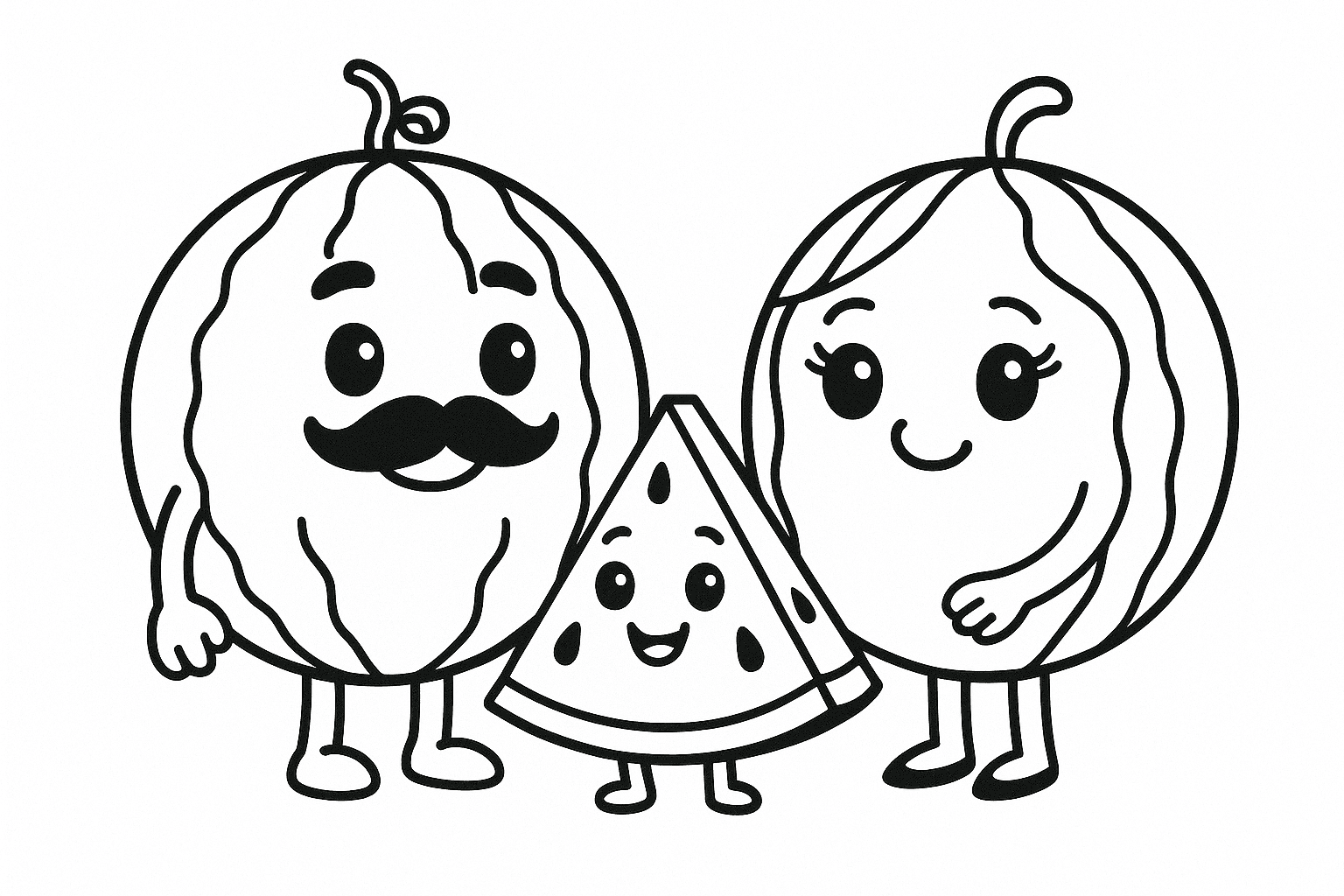 Famiglia di angurie da colorare