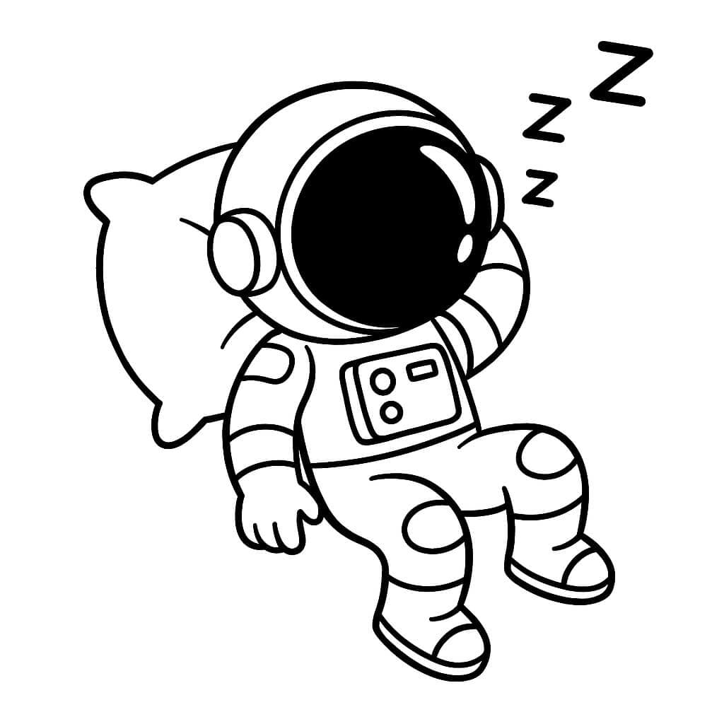Astronauta che dorme da colorare