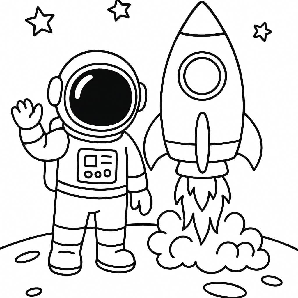 Astronauta e razzo da colorare