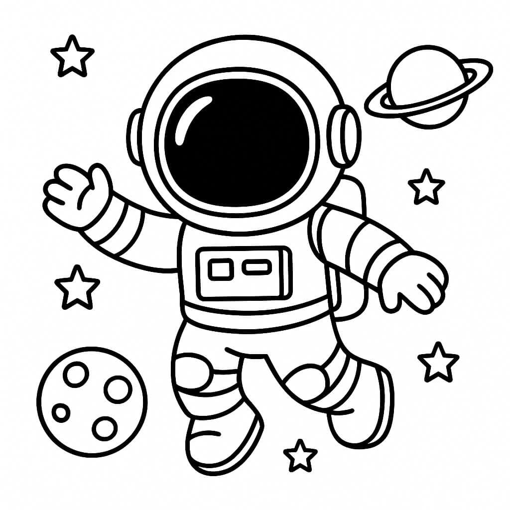 Astronauta che fluttua nello spazio da colorare