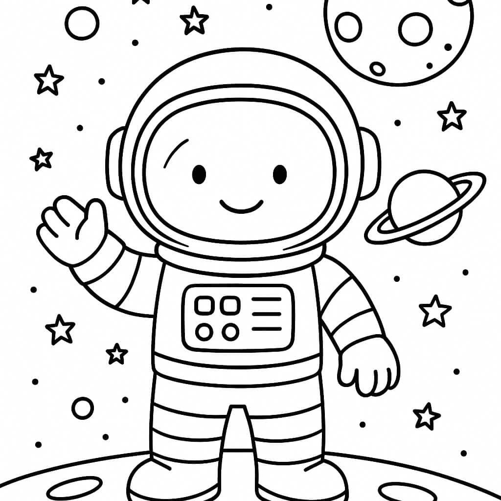 Astronauta che saluta da colorare