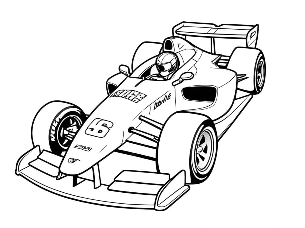 Auto da corsa con pilota da colorare