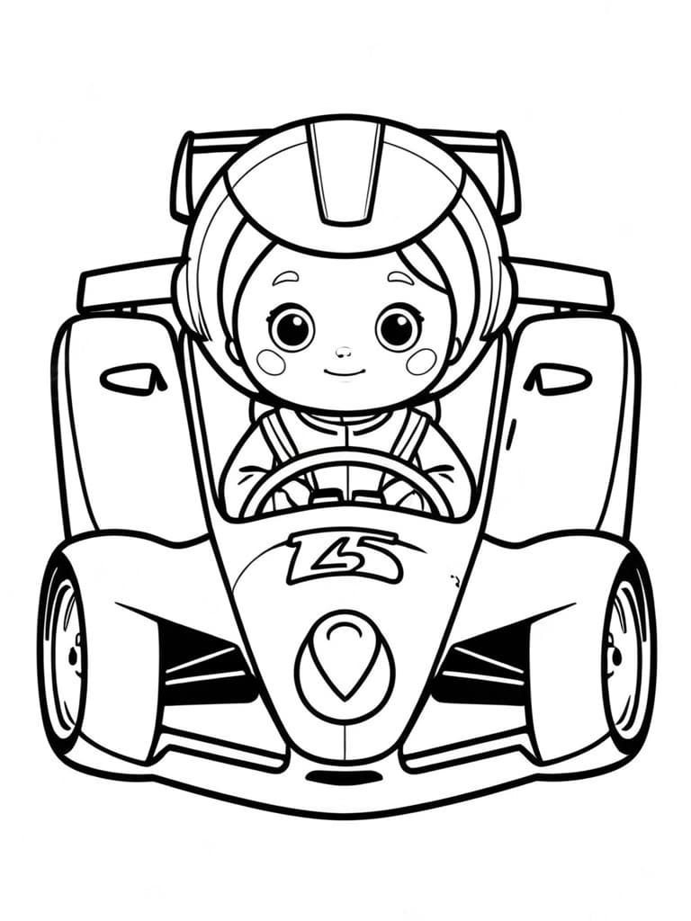 Auto da corsa numero 6 da colorare