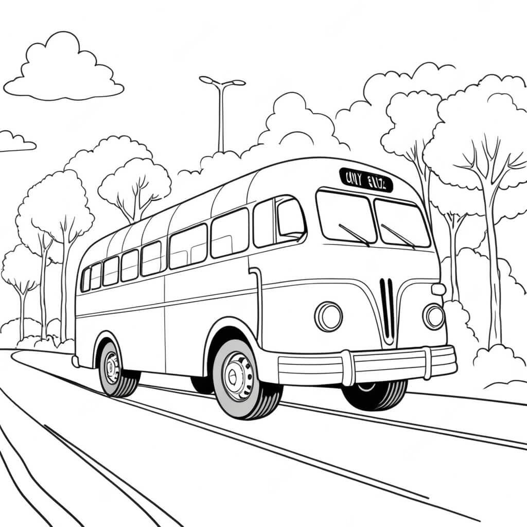 Autobus sulla strada da colorare
