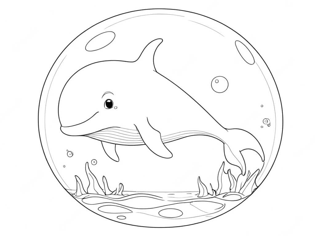 Balena in una bolla d'acqua da colorare