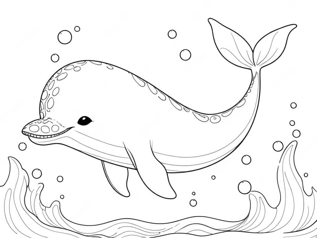 Balena nel mare da colorare