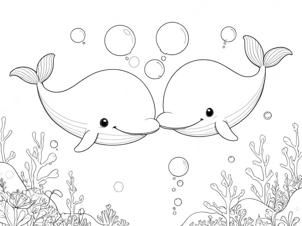 Balene amichevoli da colorare