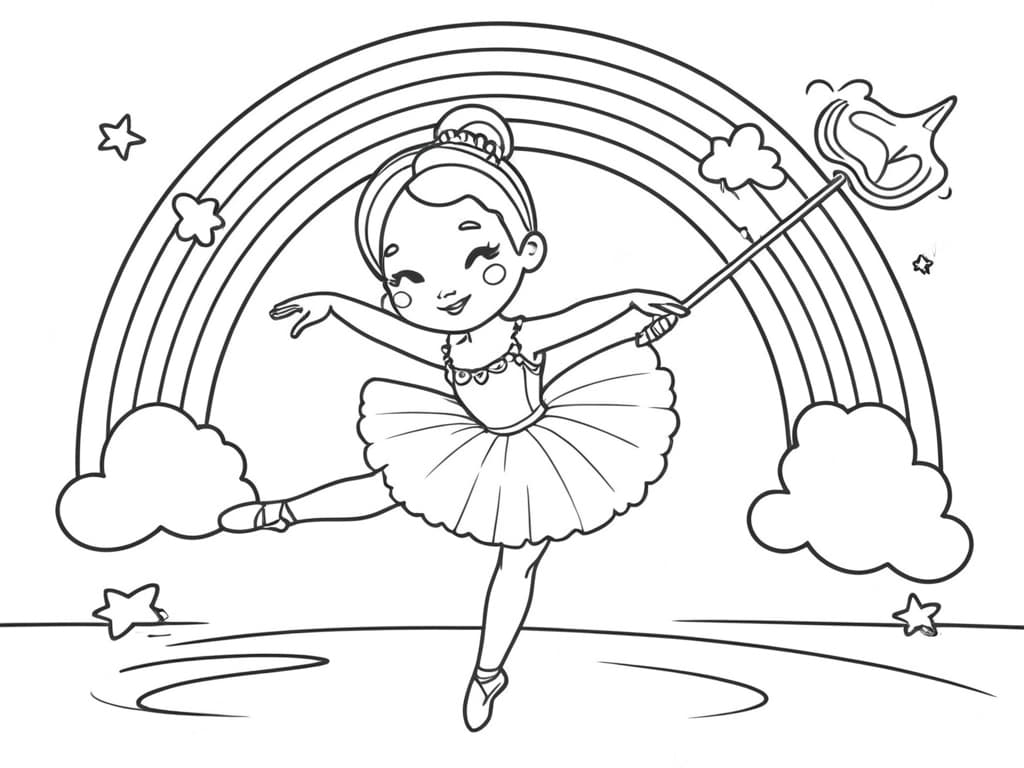 Ballerina arcobaleno da colorare