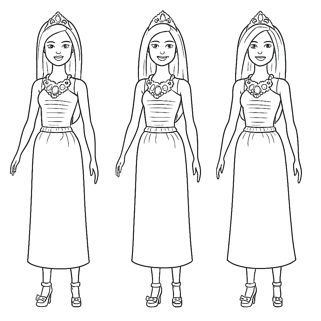 Bambola Barbie da Colorare
