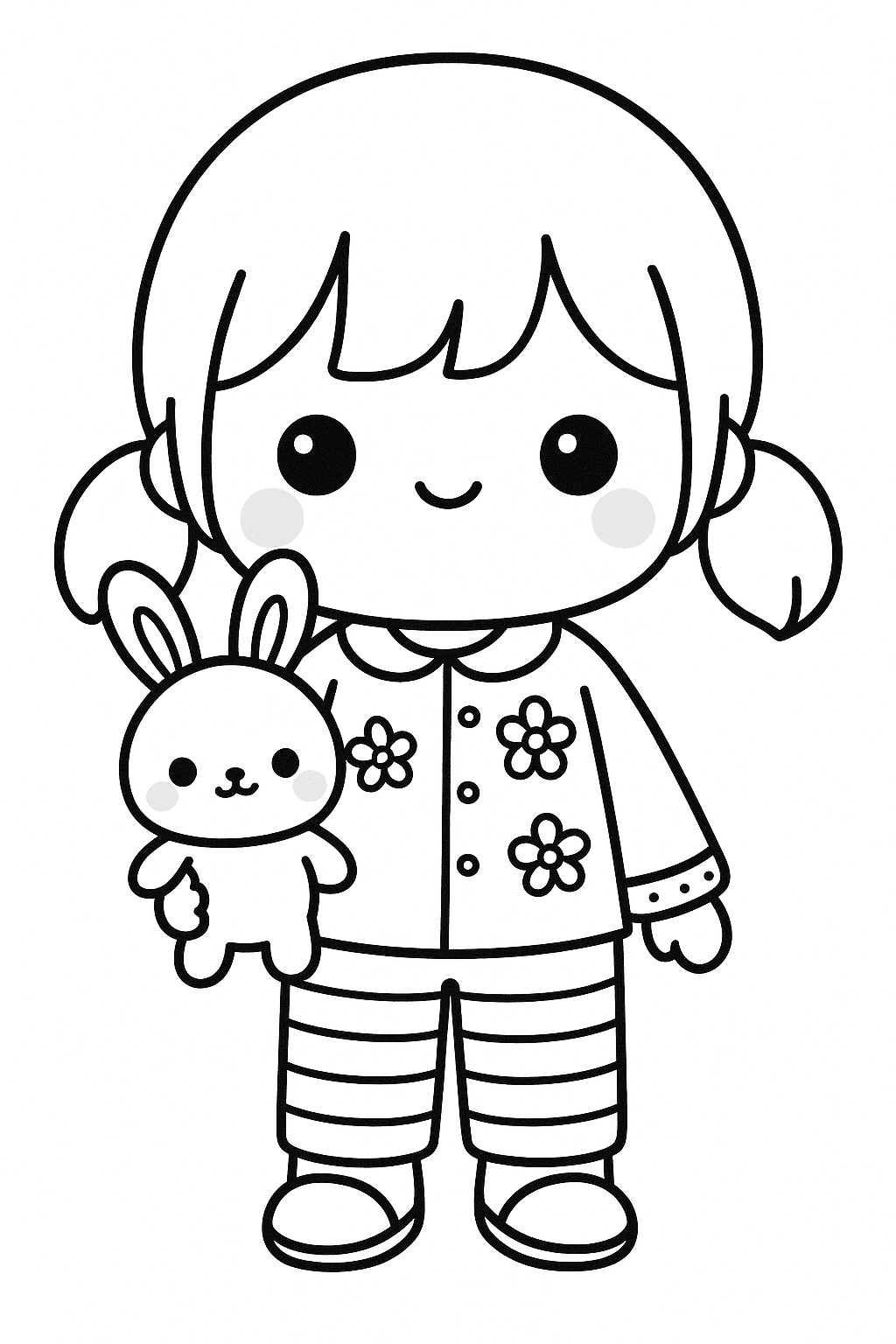 Bambola Kawaii 2 da Colorare