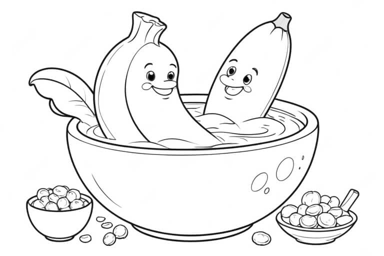 Banane nel muesli da colorare