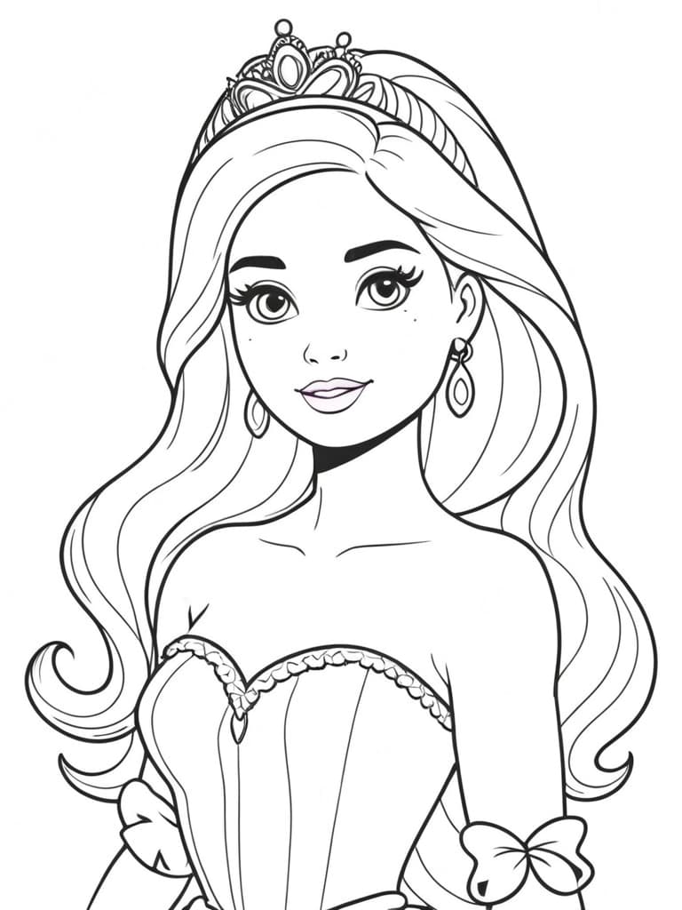 Barbie come regina da colorare