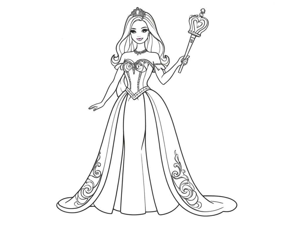 Barbie con bacchetta magica da colorare