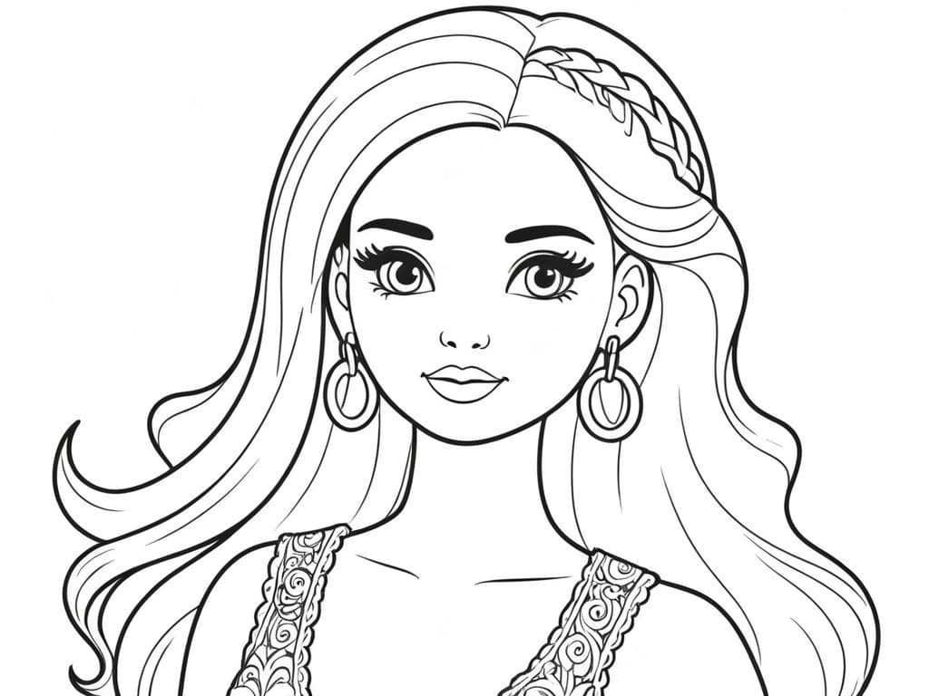 Barbie con grandi orecchini da colorare