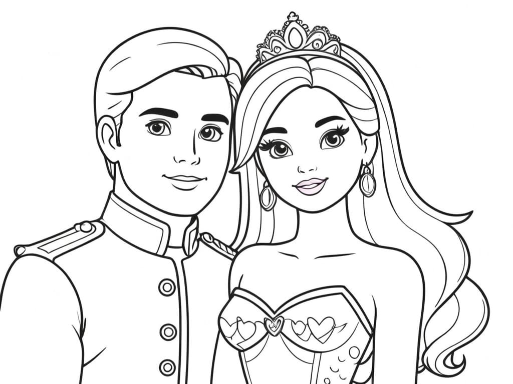 Barbie e Ken come coppia reale da colorare