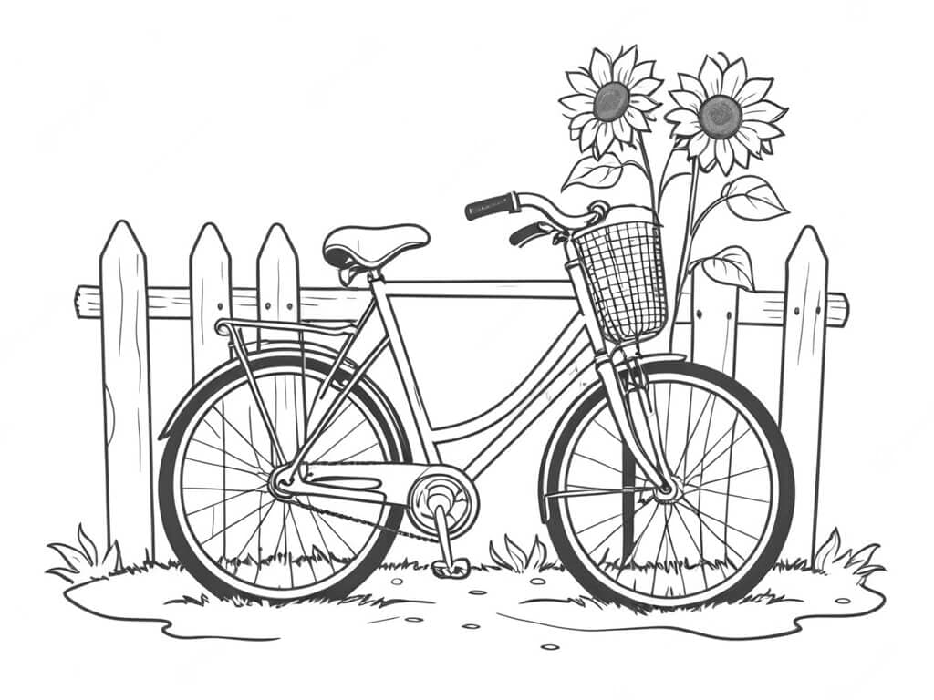 Bicicletta e fiori da colorare