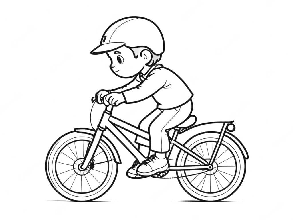 Ragazzo in bicicletta da colorare