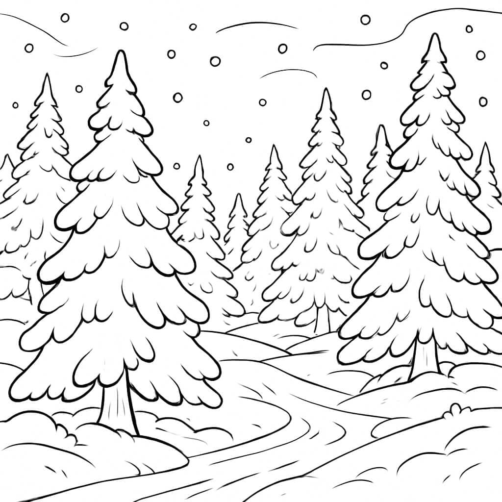 Bosco invernale da colorare