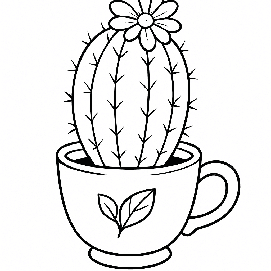 Cactus in tazza da colorare