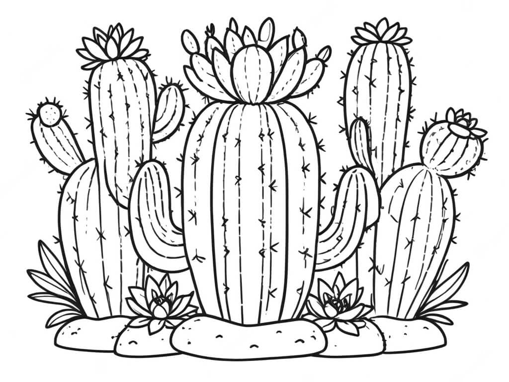 Cactus multipli da colorare
