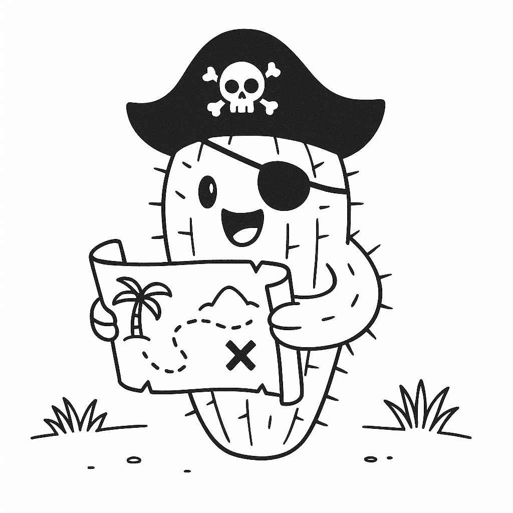 Cactus pirata da colorare