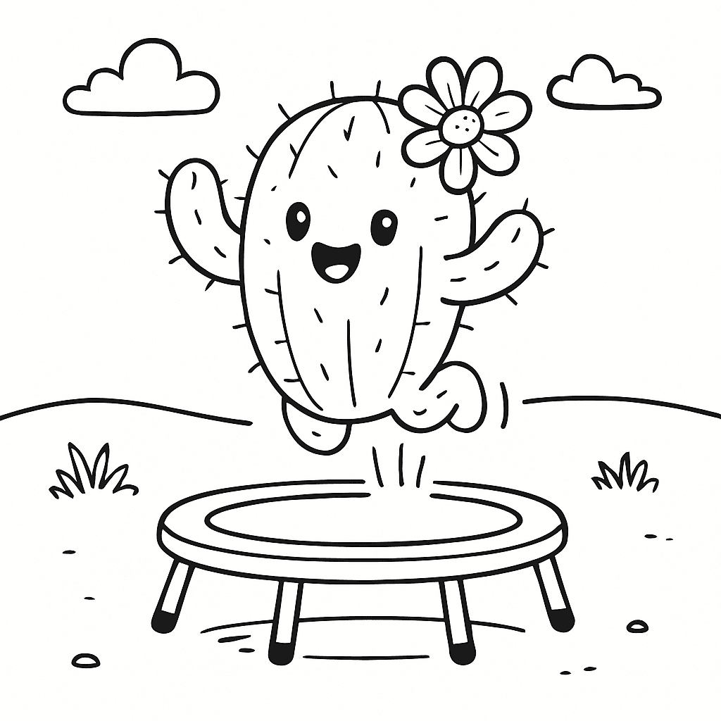 Cactus sul trampolino da colorare