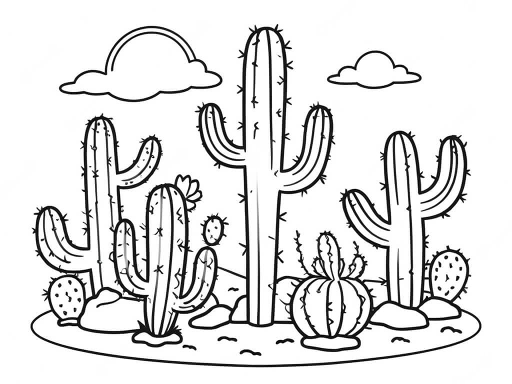Diversi cactus da colorare