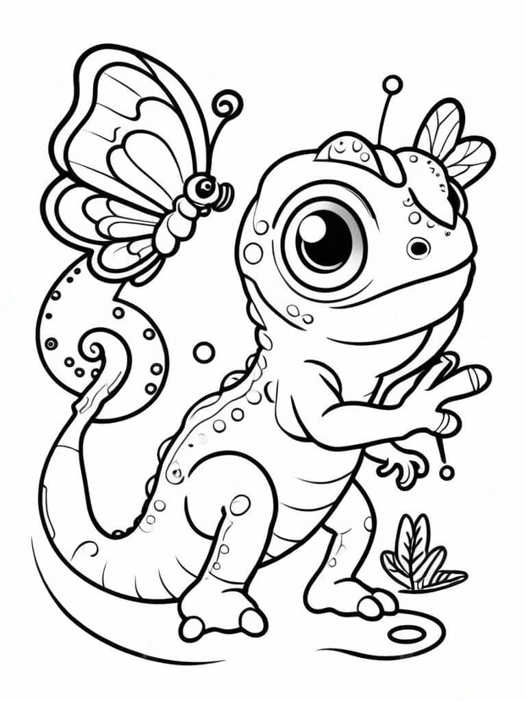 Camaleonte e farfalla