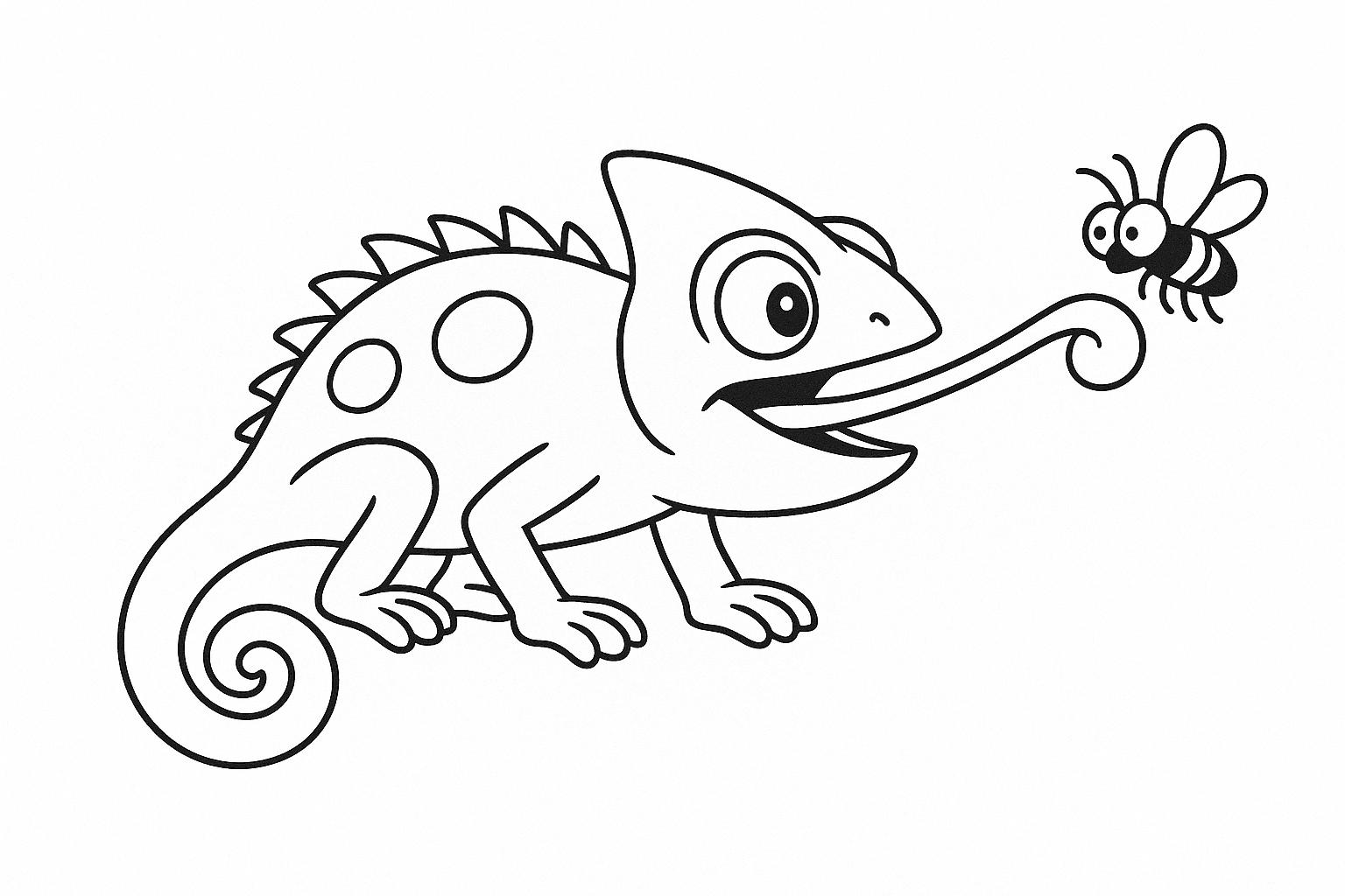 Camaleonte mangia una mosca