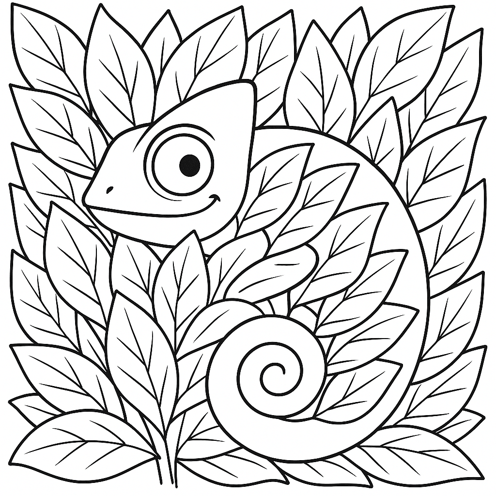 Camaleonte nascosto tra le foglie