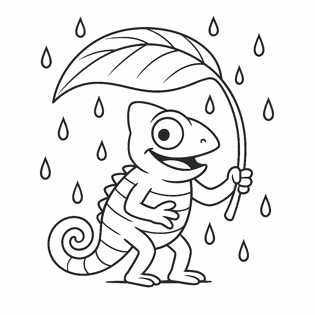 Camaleonte sotto la pioggia