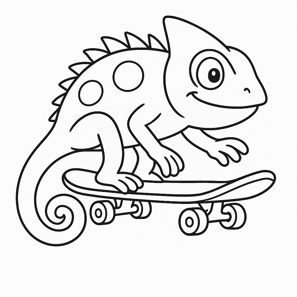 Camaleonte sullo skateboard