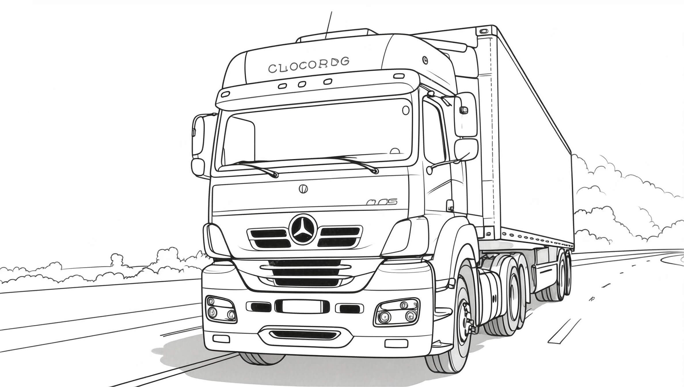 Camion Mercedes sulla strada da colorare