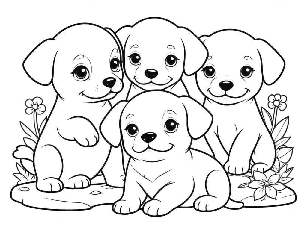 Famiglia di cani da colorare