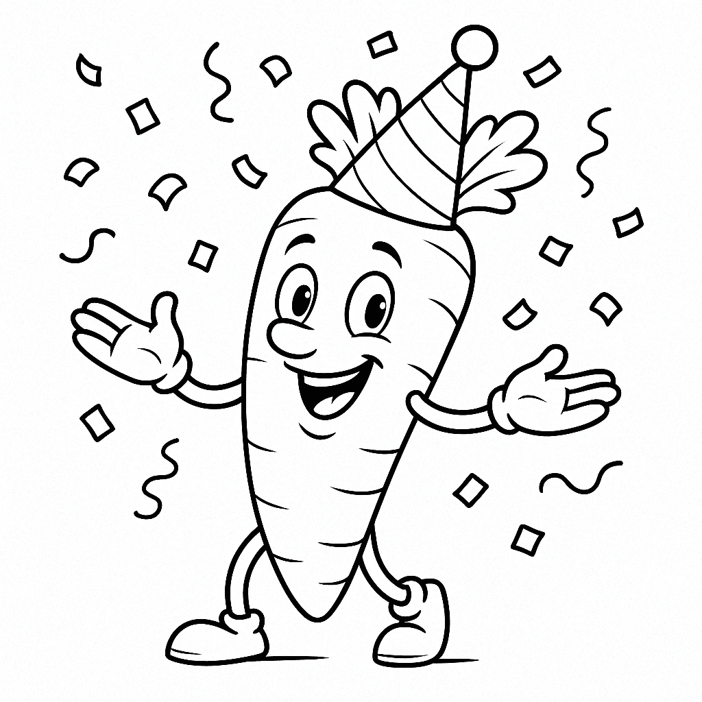 Carota alla festa da colorare