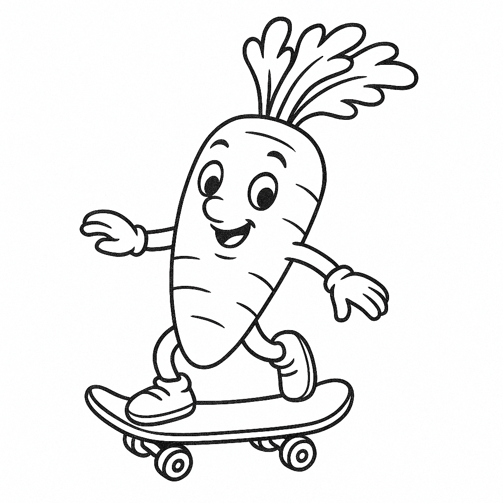 Carota sullo skateboard da colorare