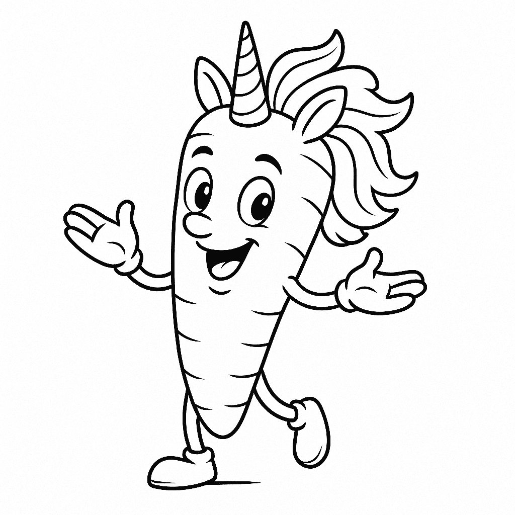 Carota unicorno da colorare